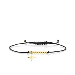 Gold & Diamond Tiny Starburst Cord Bracelet