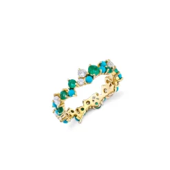 Gold & Diamond Tri Stone Cocktail Eternity Ring