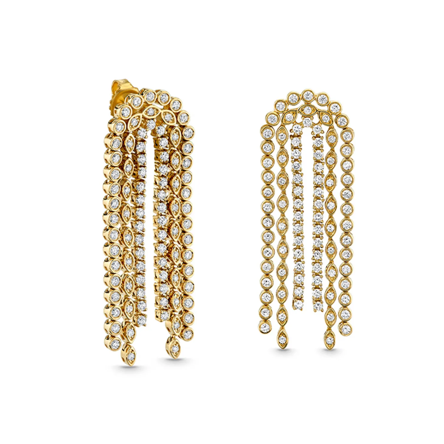 Gold & Diamond Trio Chain Drop Earring
