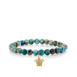 Gold & Diamond Turtle on Jasper