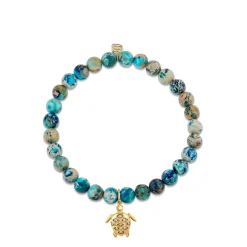Gold & Diamond Turtle on Jasper