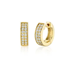 Gold & Diamond Two Row Huggie Hoops
