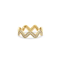 Gold & Diamond Wavy Ring