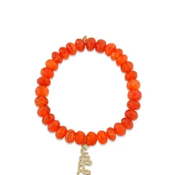 Gold & Diamond Wild Script on Carnelian