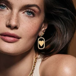 Gold & Diamond XL Open Icon Earrings