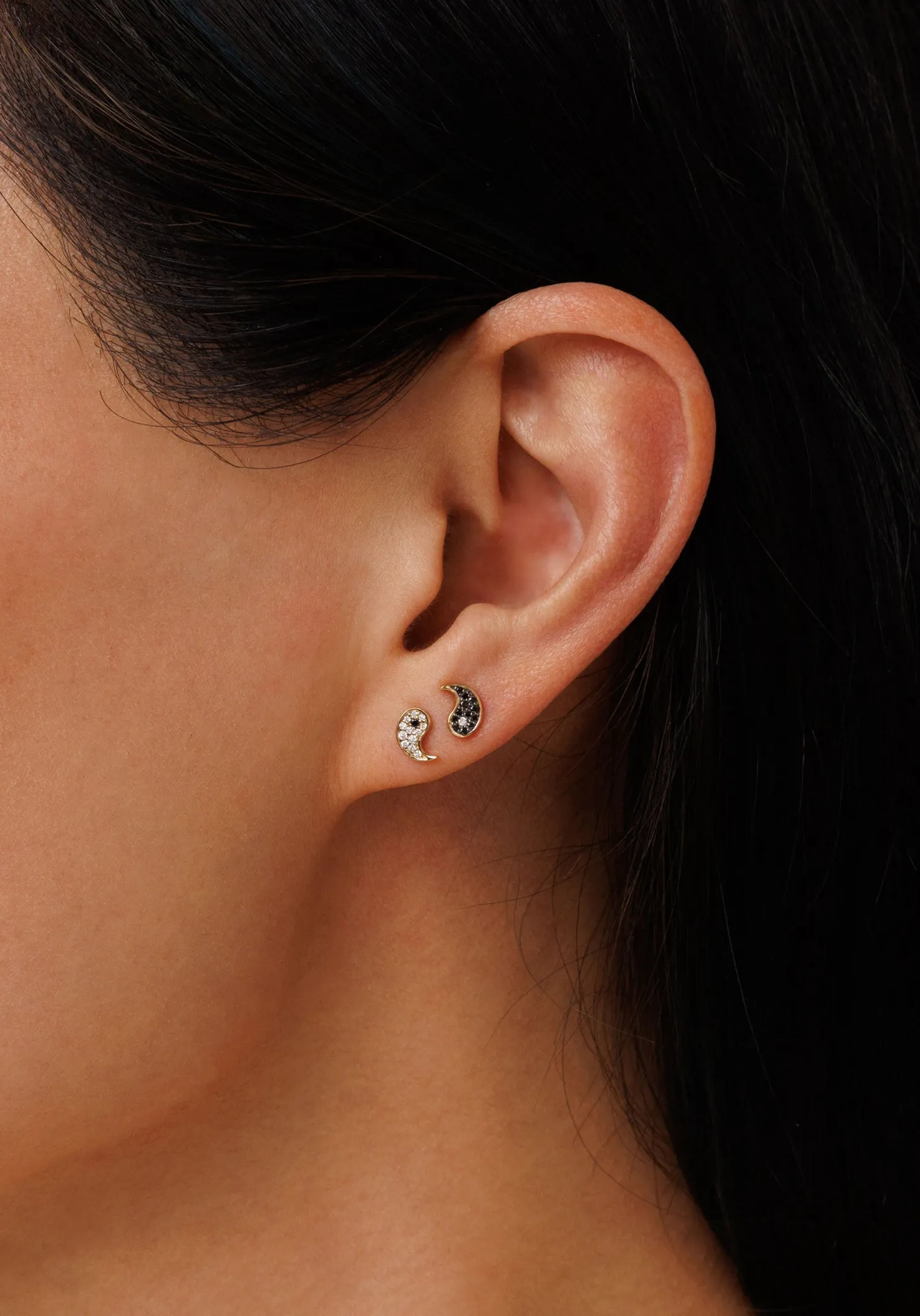 Gold & Diamond Yin Yang Stud