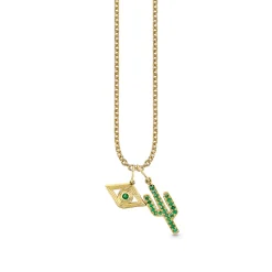 Gold & Emerald Cactus Eye Necklace