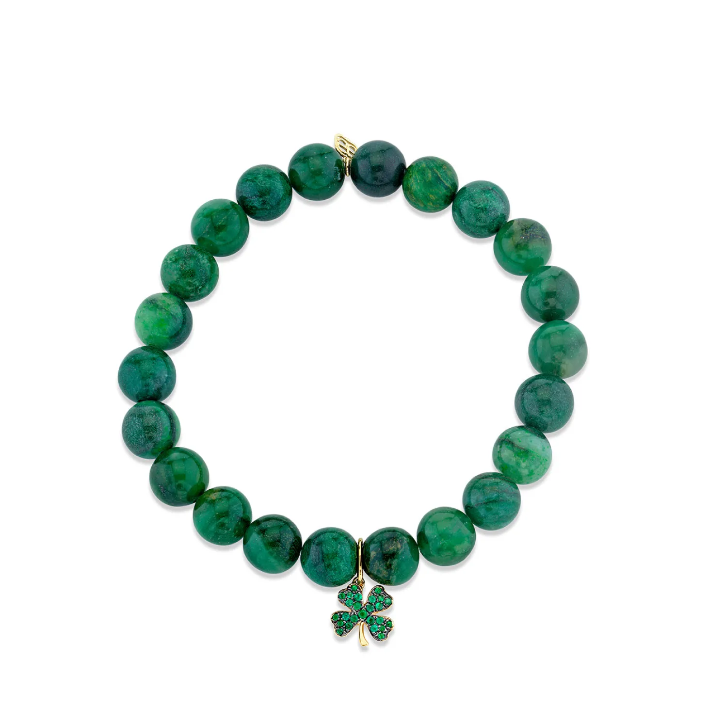 Gold & Emerald Clover on Verdite