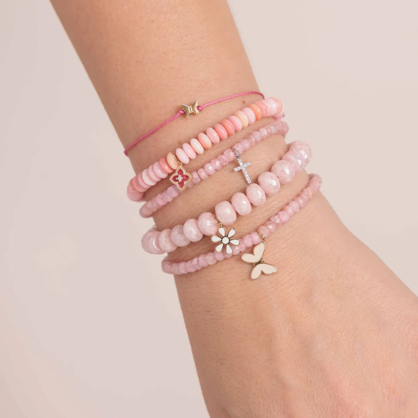 Gold & Enamel Daisy on Mystic Pink Grapolite