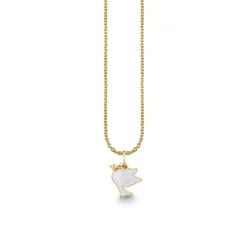 Gold & Enamel Dove Charm