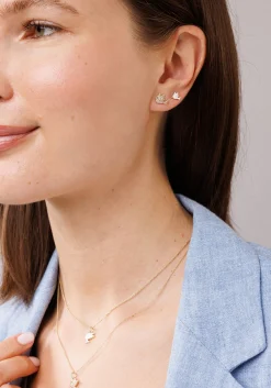 Gold & Enamel Dove Stud