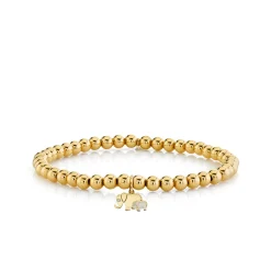 Gold & Enamel Elephant Family On Gold Beads