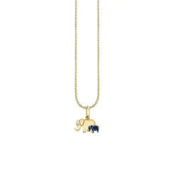Gold & Enamel Elephant Family Charm