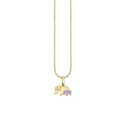 Gold & Enamel Elephant Family Charm