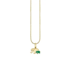 Gold & Enamel Elephant Family Charm