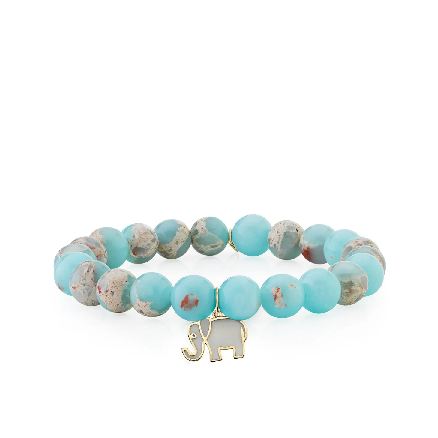 Gold & Enamel Elephant on Impression Jasper