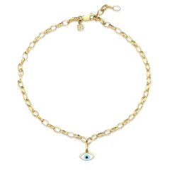 Gold & Enamel Eye Anklet