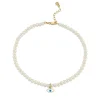 Gold & Enamel Eye Pearl Anklet
