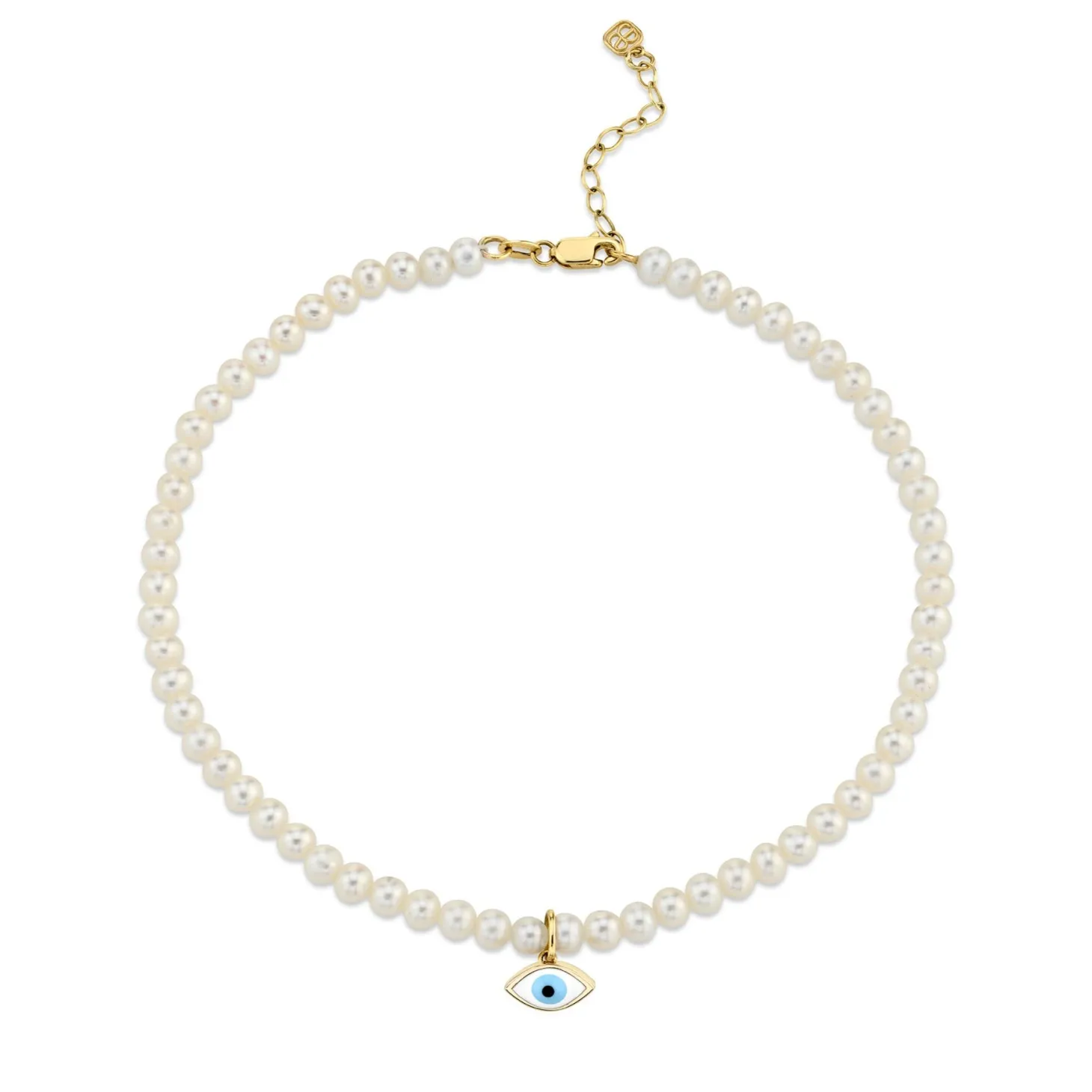 Gold & Enamel Eye Pearl Anklet