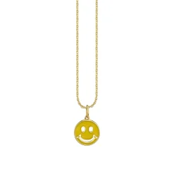 Gold & Enamel Happy Face Charm