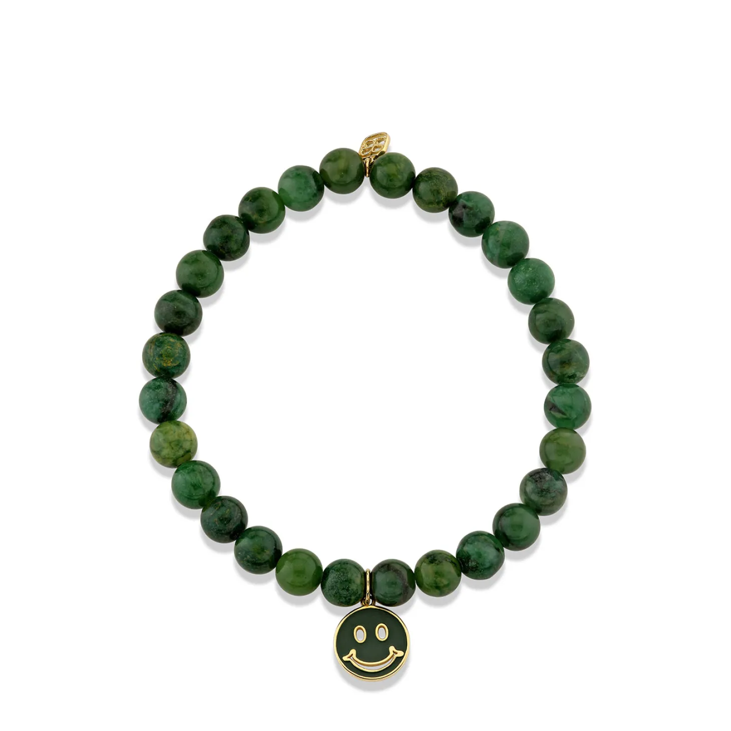 Gold & Enamel Happy Face on Verdite