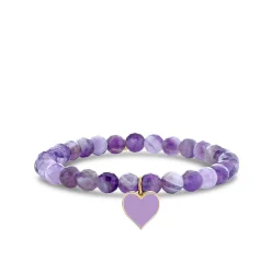 Gold & Enamel Heart on Amethyst