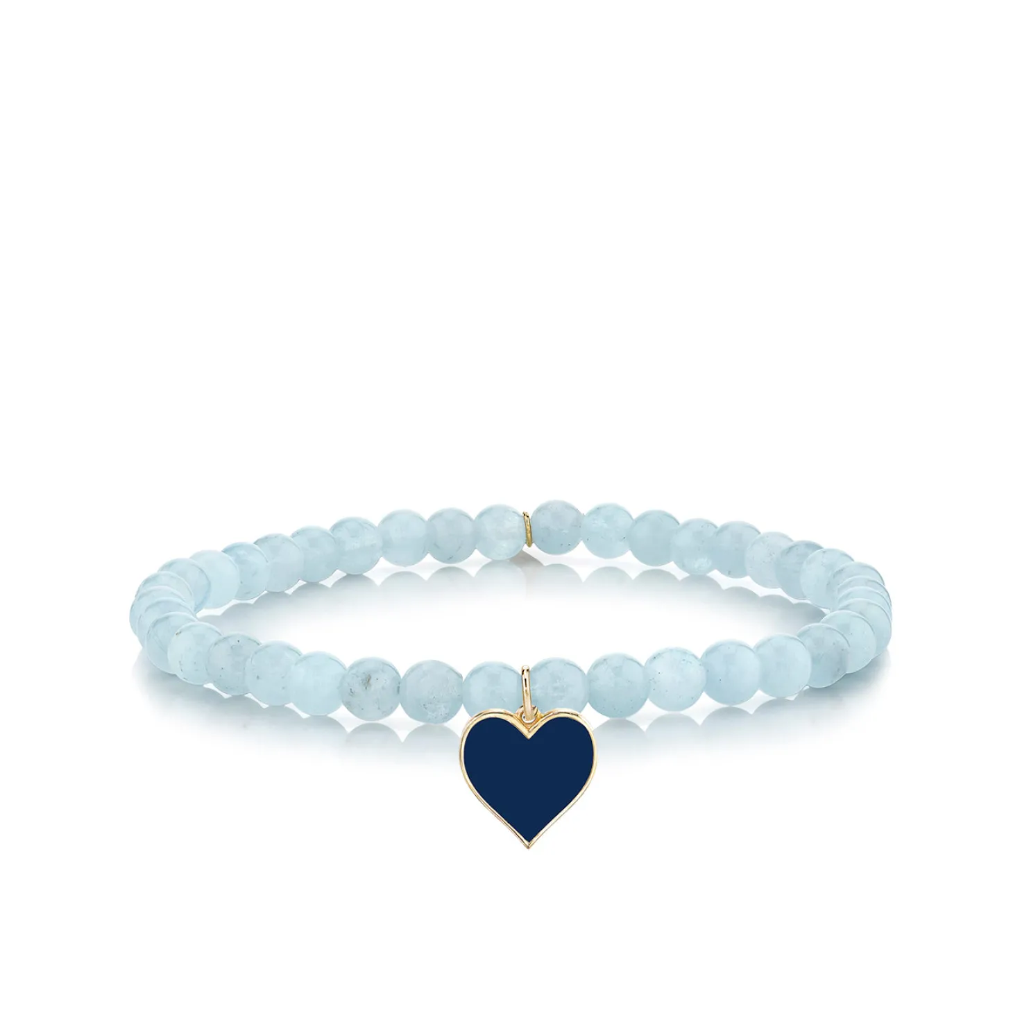 Gold & Enamel Heart on Aquamarine