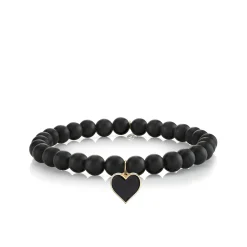 Gold & Enamel Heart on Onyx
