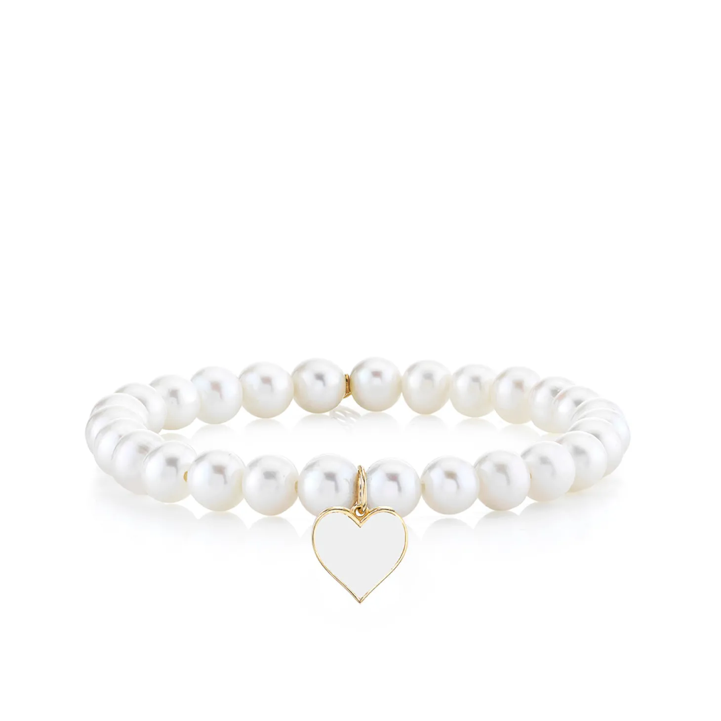 Gold & Enamel Heart on Pearls