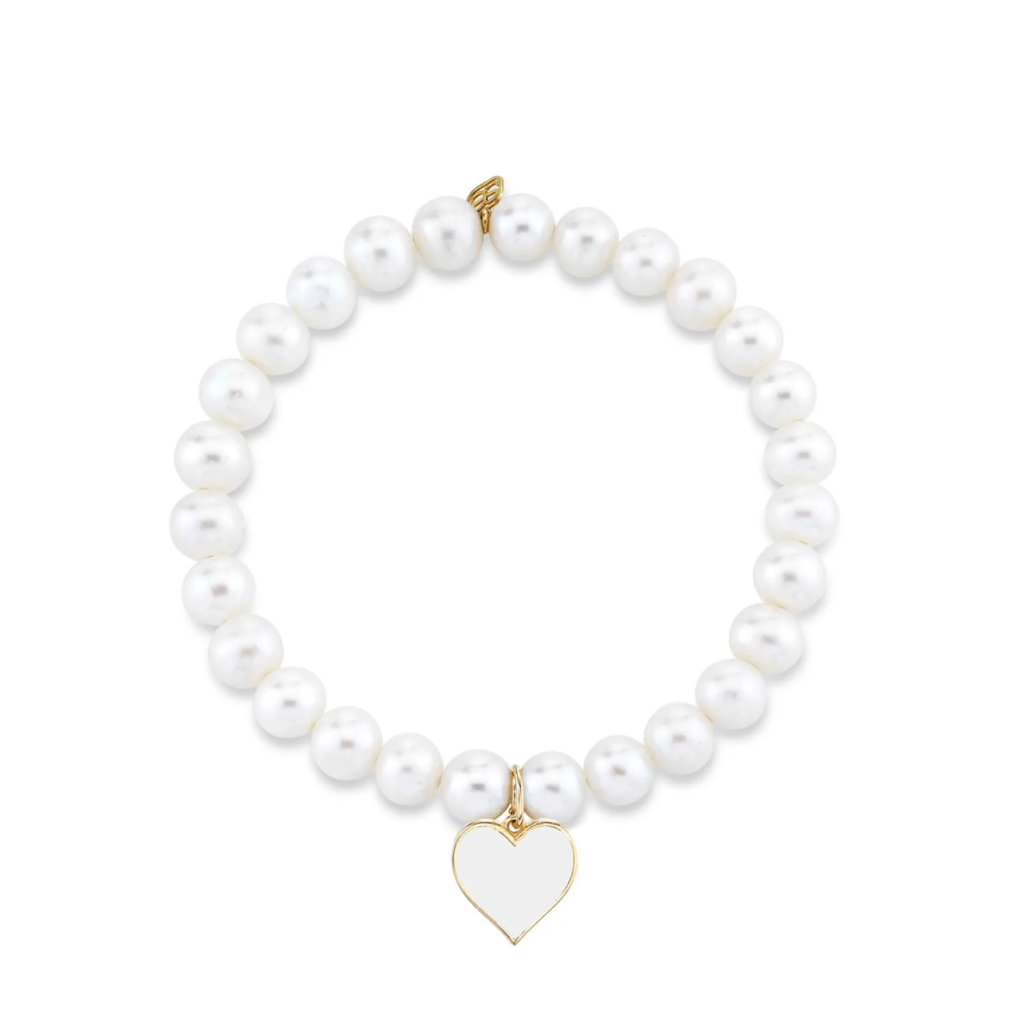 Gold & Enamel Heart on Pearls
