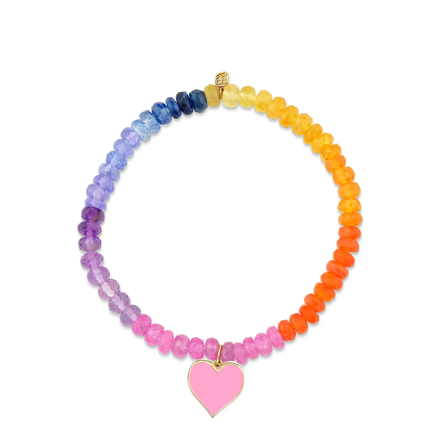 Gold & Enamel Heart on Semi-Precious Beads