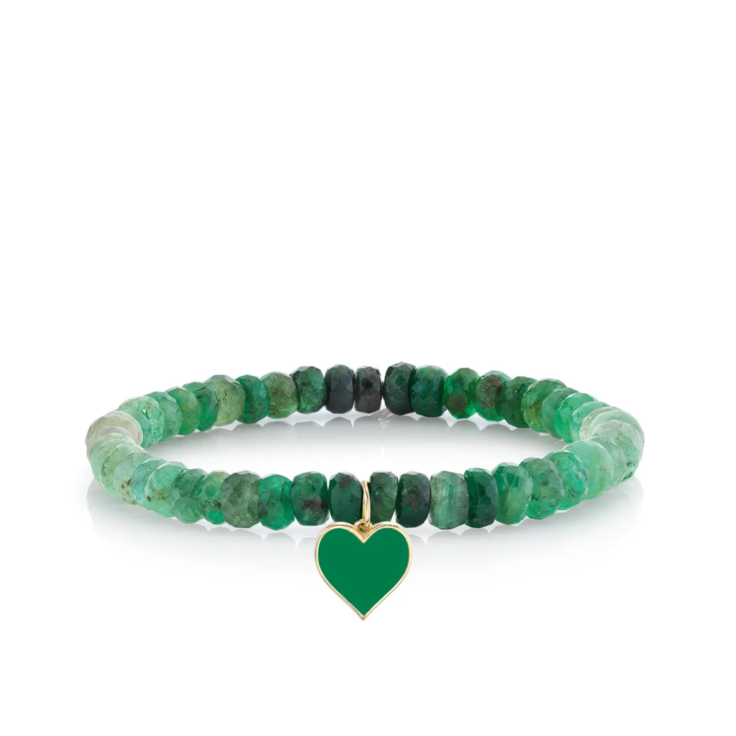 Gold & Enamel Heart on Shaded Emerald