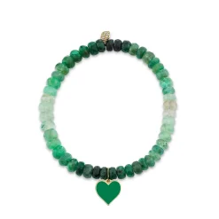 Gold & Enamel Heart on Shaded Emerald