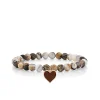 Gold & Enamel Heart on Wooden Opal
