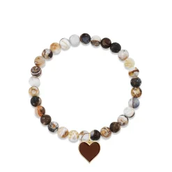Gold & Enamel Heart on Wooden Opal