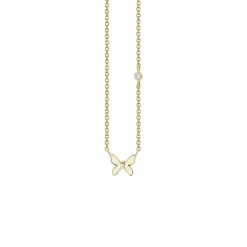 Gold & Enamel Mini Butterfly Necklace