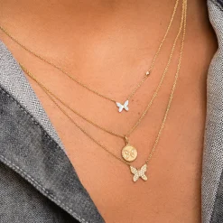 Gold & Enamel Mini Butterfly Necklace