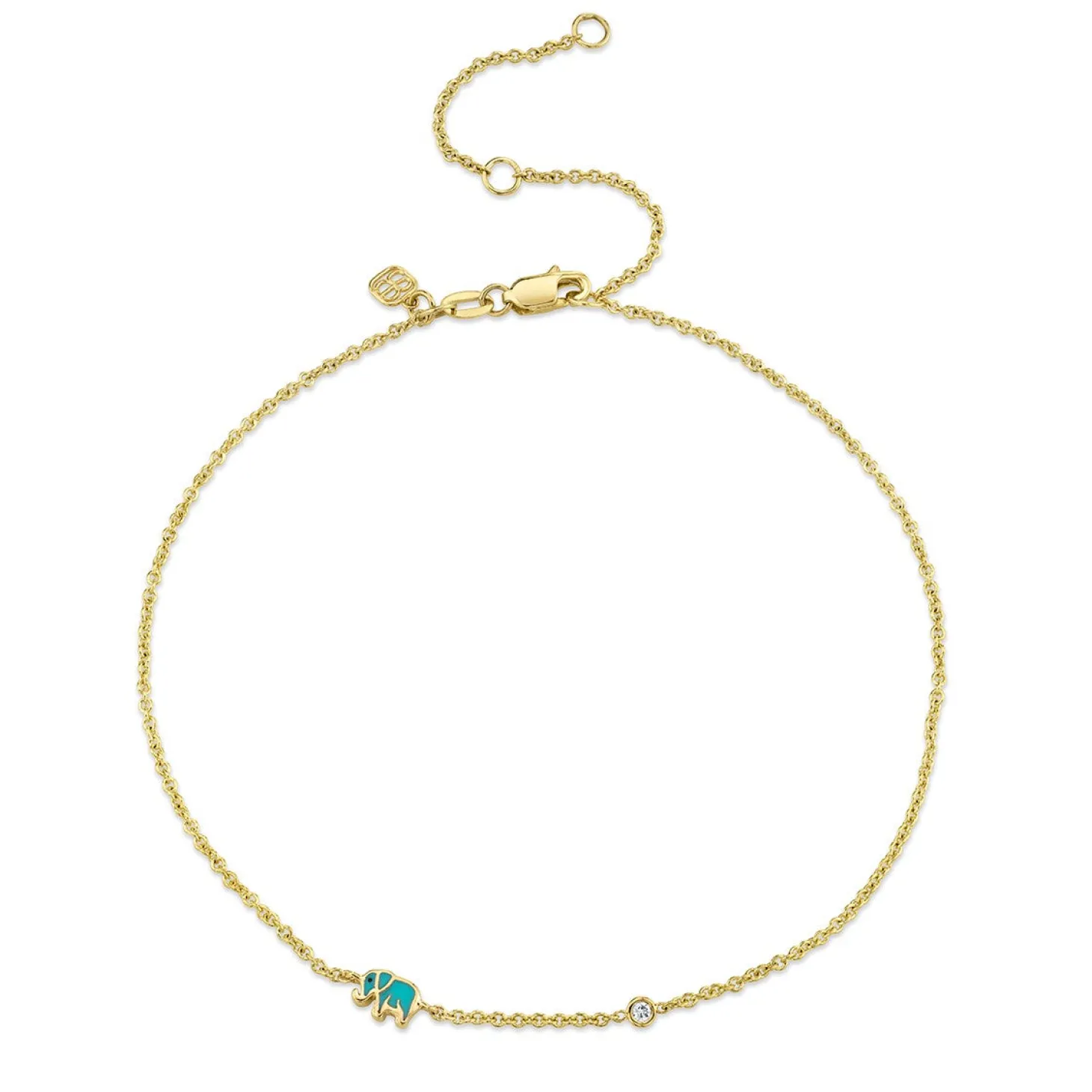 Gold & Enamel Mini Elephant Anklet