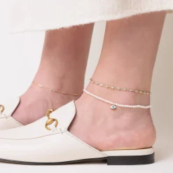 Gold & Enamel Mini Eye Anklet