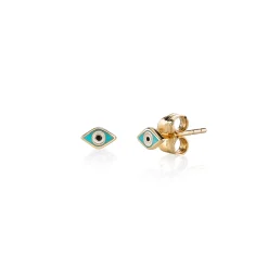 Gold & Enamel Mini Eye Stud