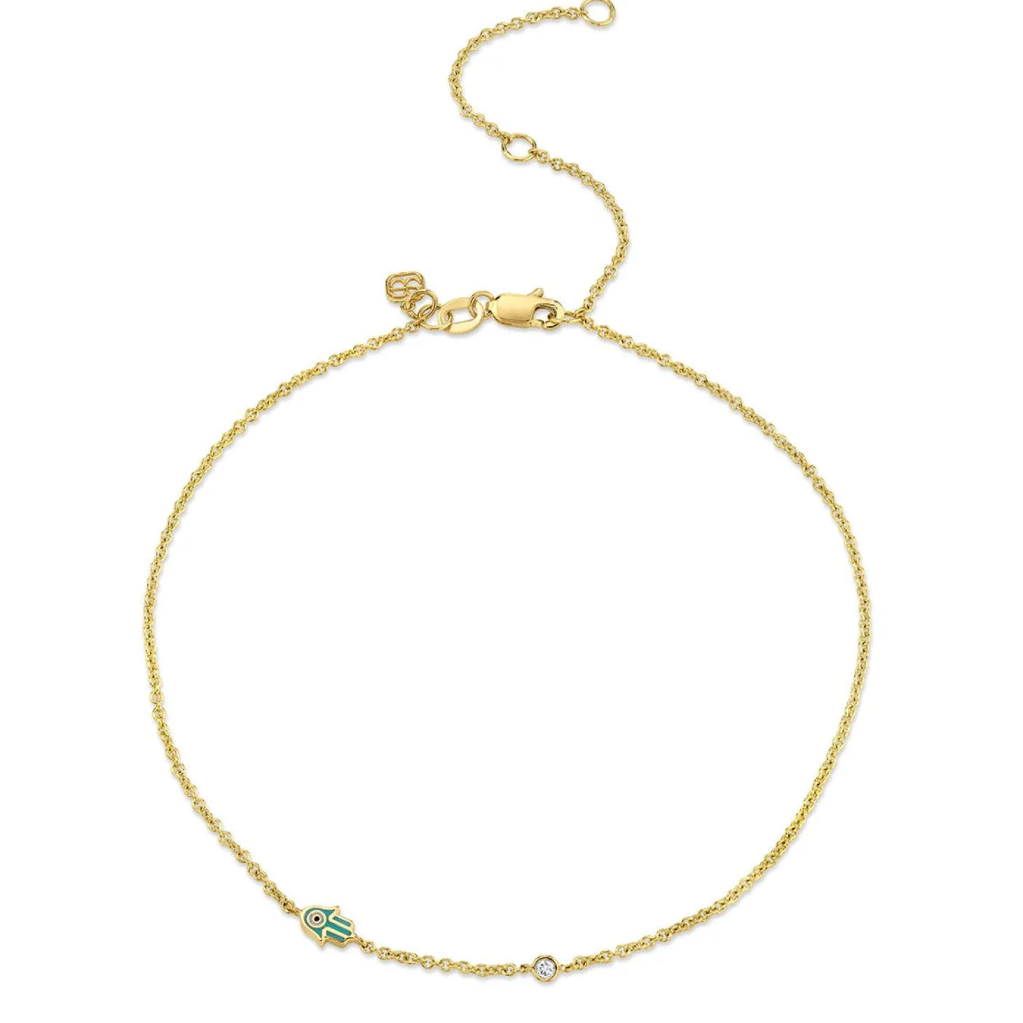 Gold & Enamel Mini Hamsa Anklet