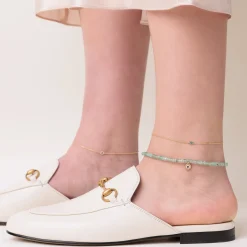 Gold & Enamel Mini Hamsa Anklet
