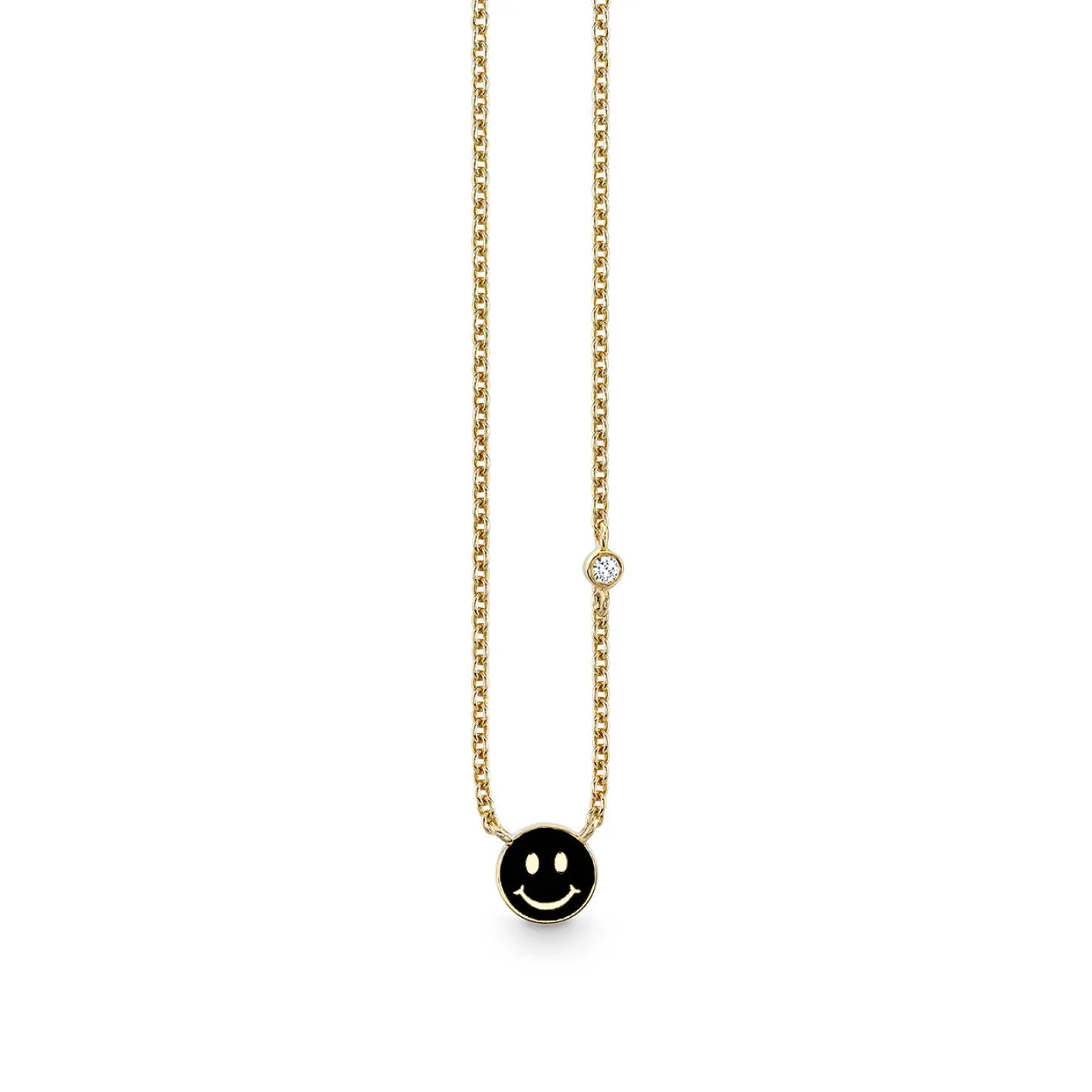 Gold & Enamel Mini Happy Face Necklace