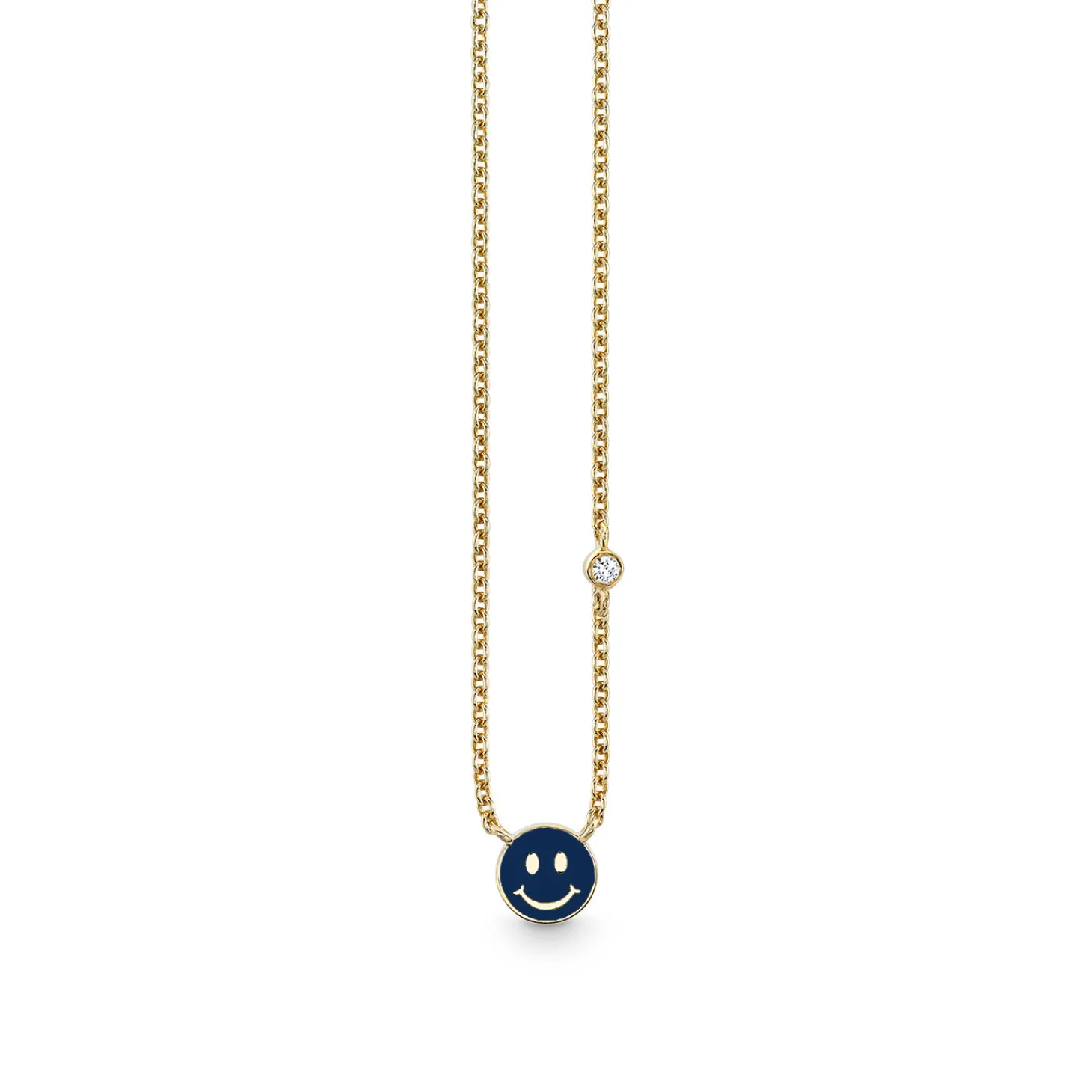 Gold & Enamel Mini Happy Face Necklace