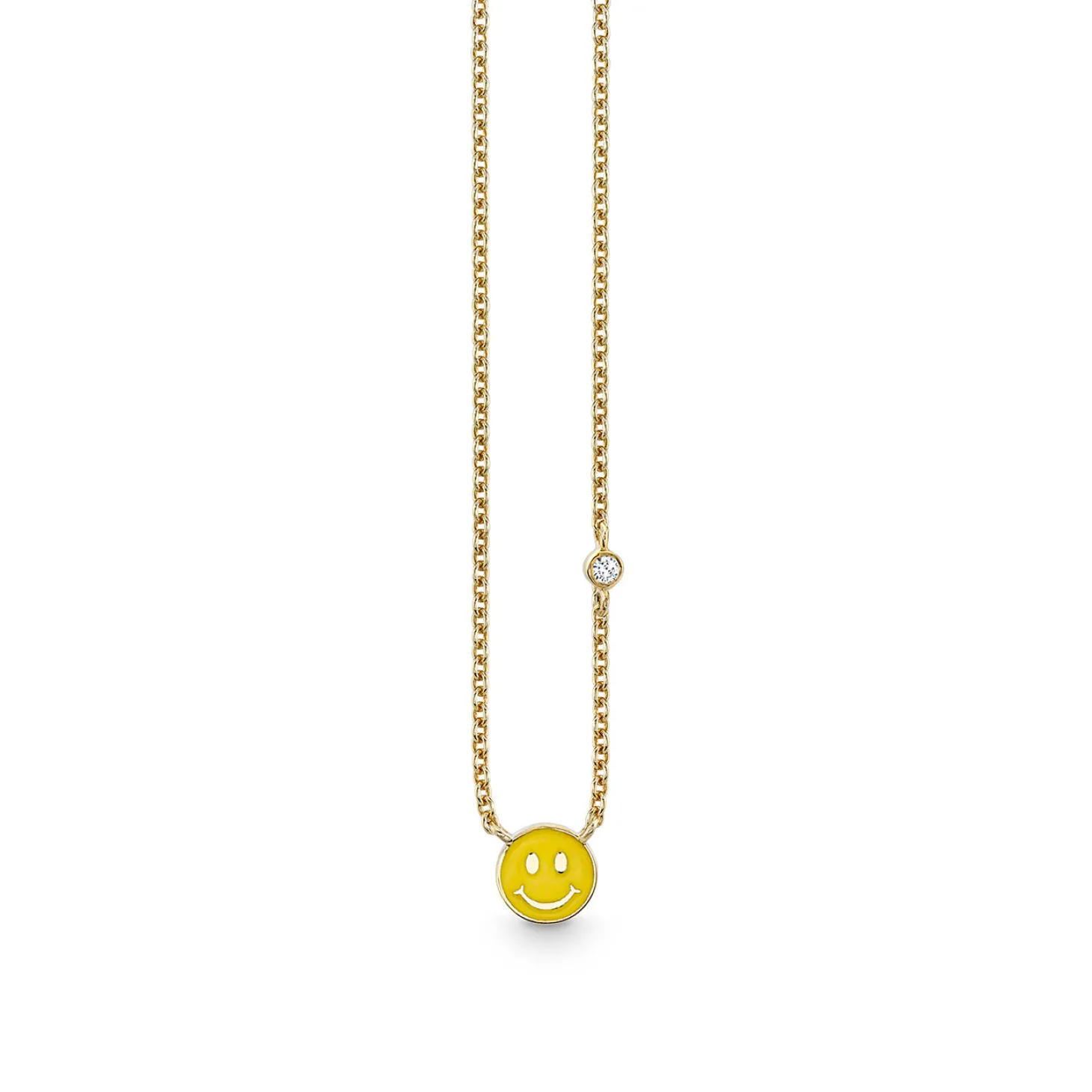 Gold & Enamel Mini Happy Face Necklace
