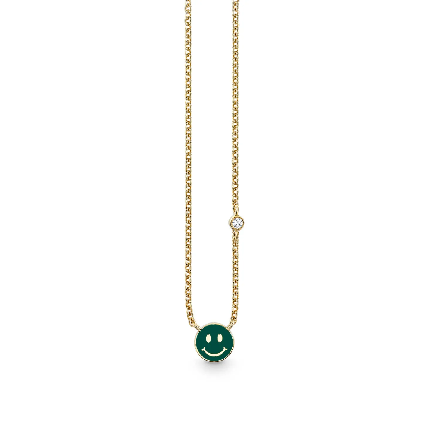 Gold & Enamel Mini Happy Face Necklace