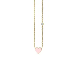 Gold & Enamel Mini Heart Necklace