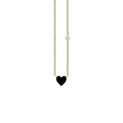 Gold & Enamel Mini Heart Necklace