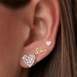 Gold & Enamel Mini Heart Stud