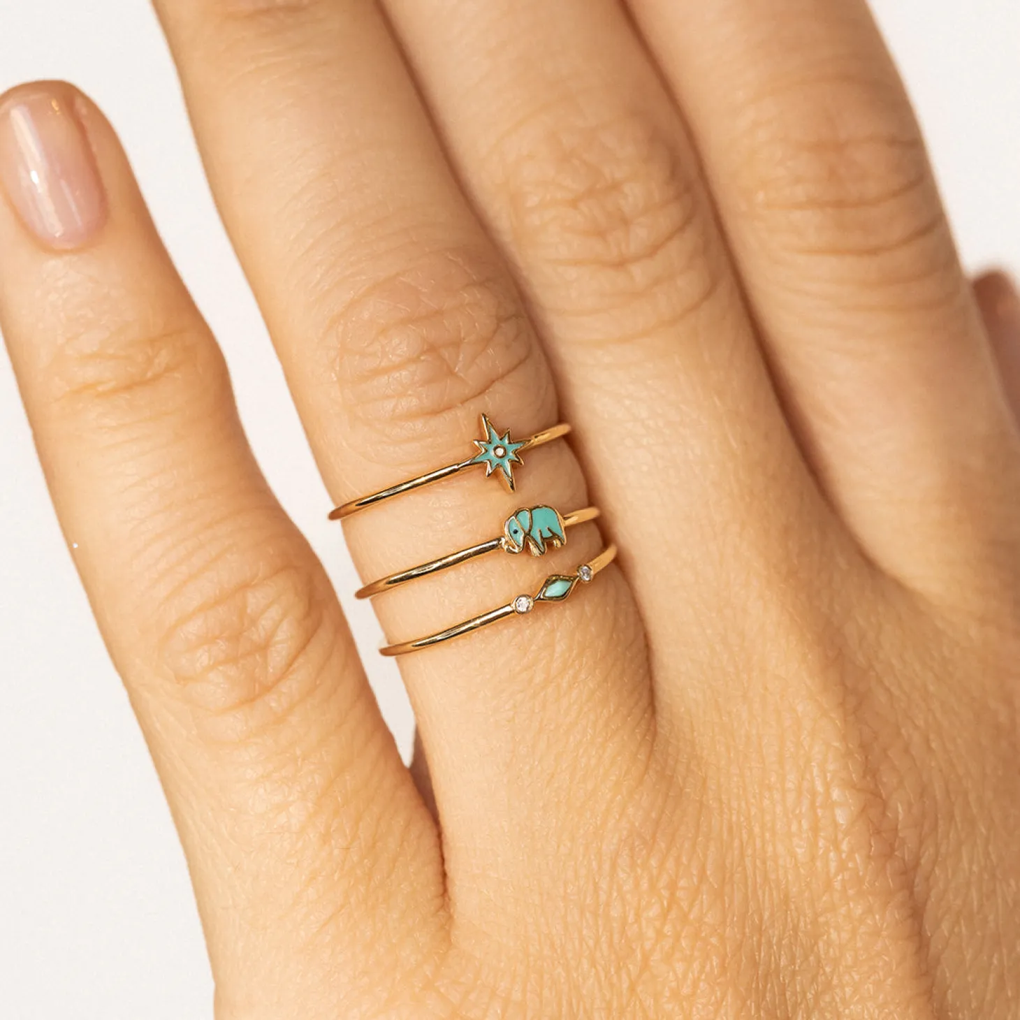 Gold & Enamel Mini Starburst Ring